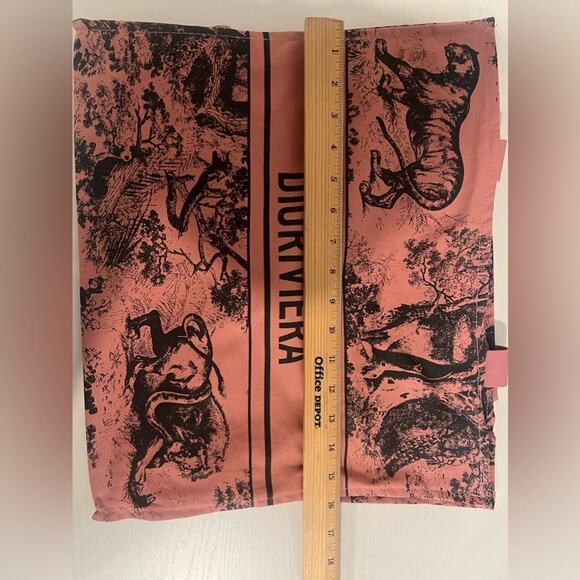 DIOR DIORIVIERA CD Christian Pink TOTE BEACH BAG Travel large size linen PURSE - Picture 3 of 9